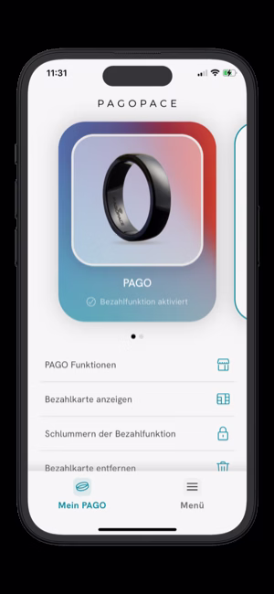 PagoPace App: Bezahlkarte im Wallet